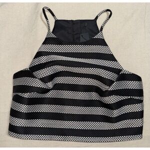 NWT $115 Blaque Label Crop Top Black White Striped Back Zip Women's‎ M Medium